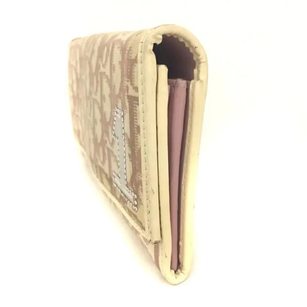 Christian Dior Trotter Rhinestone PVC Leather Long Bifold Wallet /1J2138